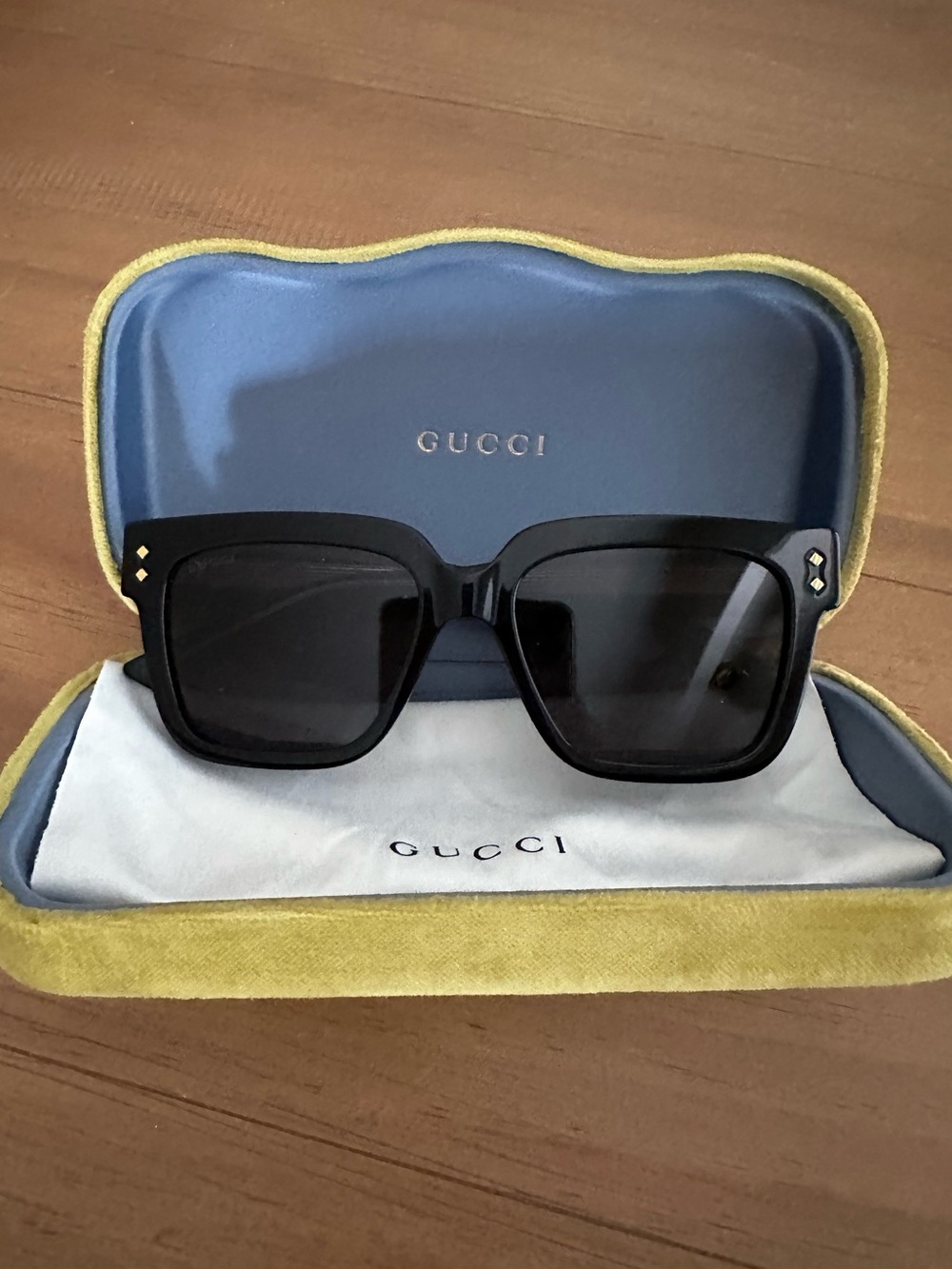 Gucci GG1084S Rectangular Frame Black Acetate Sunglasses